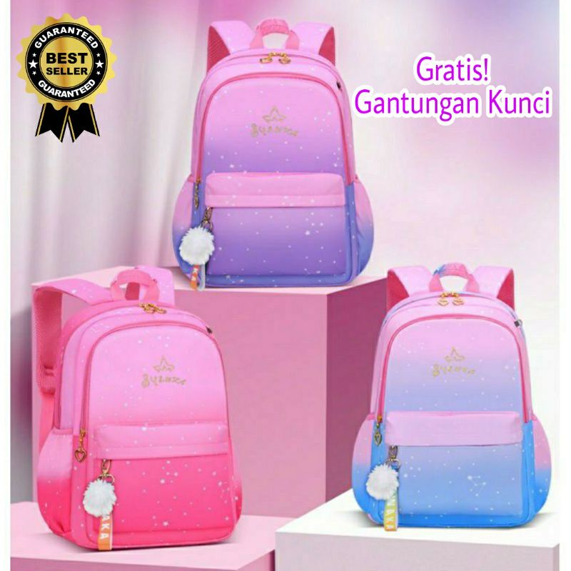 Bisa COD Tas Ransel Sekolah SD Gratis Ganci Ransel Colorful 18 Inch Waterproof Edition Tas SMP SMA K