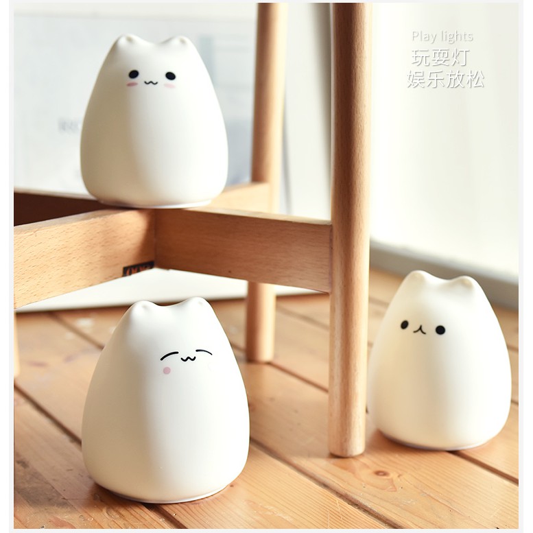 Little Cat Lampu Tidur LED RGB Light Model Cute Cat - LJC-124 - White