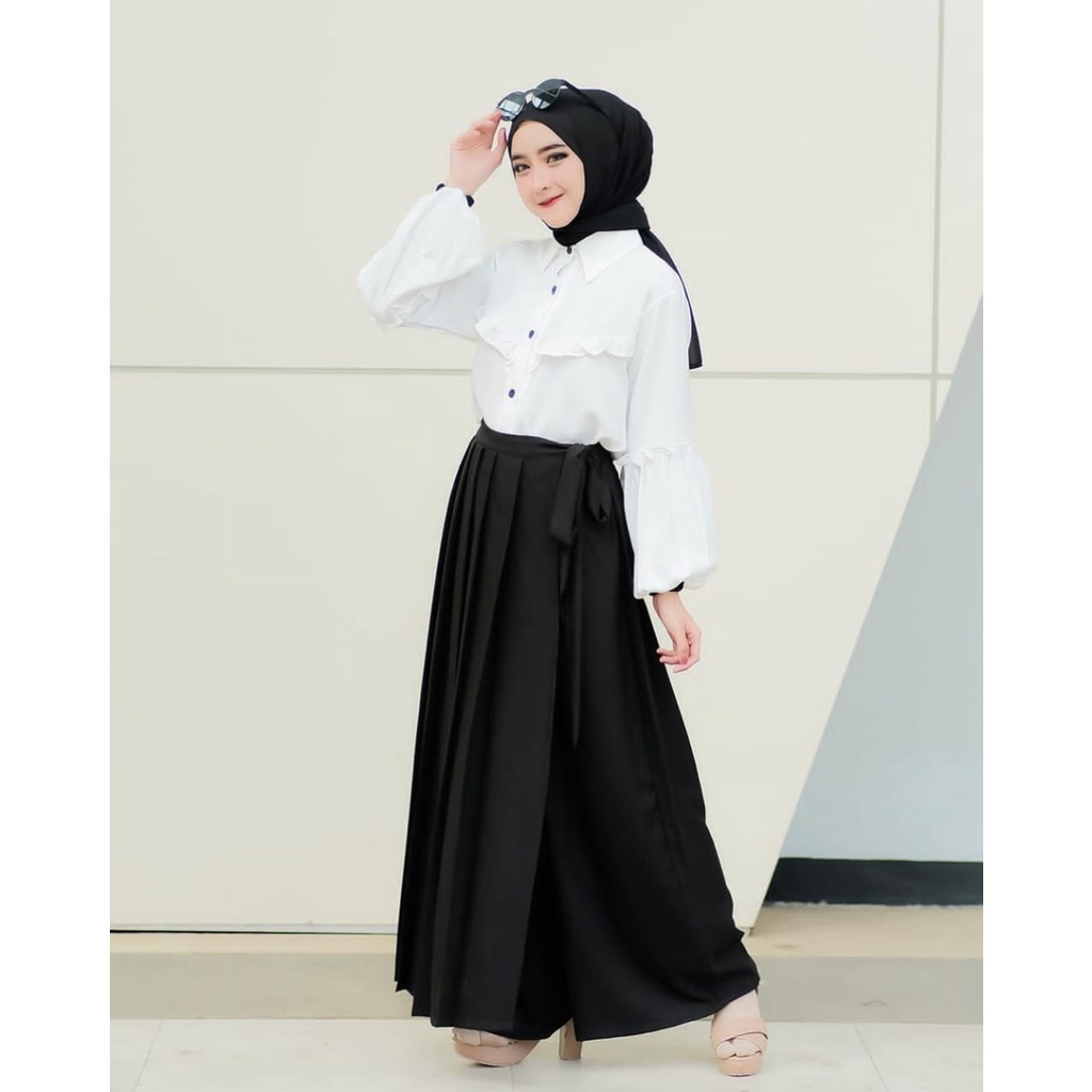 SET ROK CELANA KULOT NIKITA ANNUR AMBER KOREA STYLE KEMEJA TIFANI TWILL SET KERJA HITAM PUTIH TERBARU MIX WARNA PASTEL LUCU TREND TERKINI baju kerja wanita