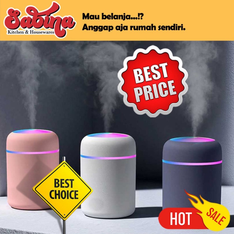 Humidifier Mini Purifier Pelembab Pembersih Udara Mobil 300ml USB LED