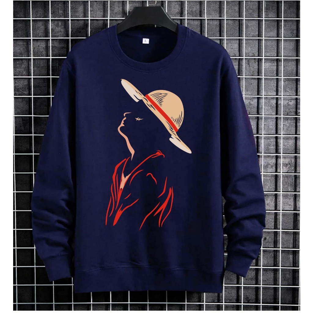 BISA COD/BAJU SWEATER TOPI LUFFY/SWEATER TERLARIS/SWEATER KEREN/SWEATER UNISEX