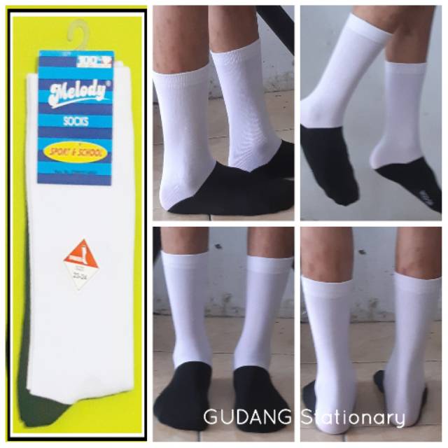 Kaos Kaki Anak Sport School Putih Hitam MELODY