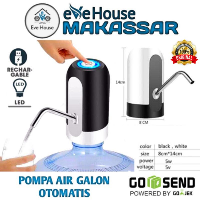 Makassar V100 pompa air galon elektrik otomatis bisa di cas ulang USB Automatic water dispenser