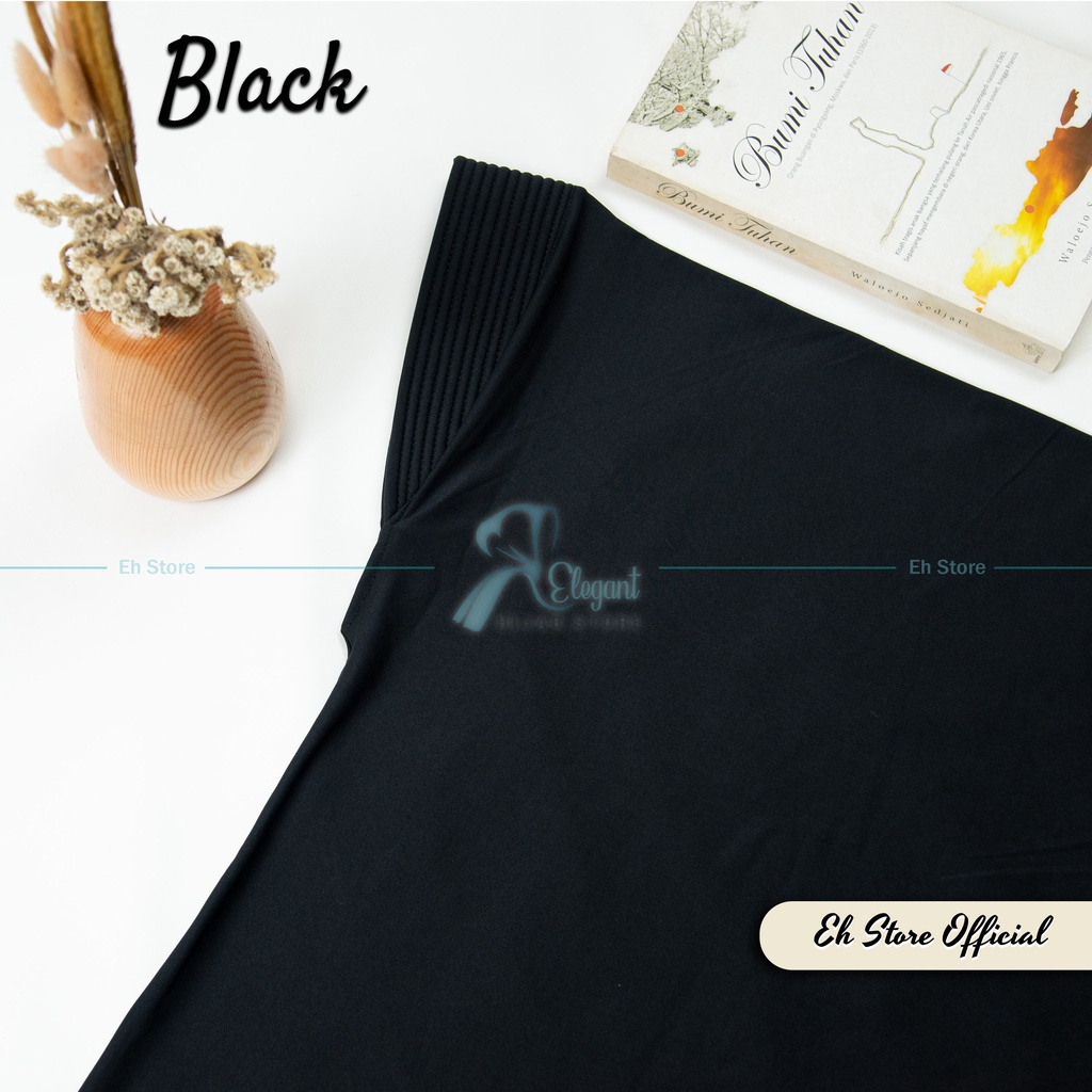 JILBAB BERGO HAMIDAH SPANDEX JERSEY PREMIUM | HIJAB SPORT I JILBAB SPORT I KERUDUNG BERGO I JILBAB INSTAN-Black