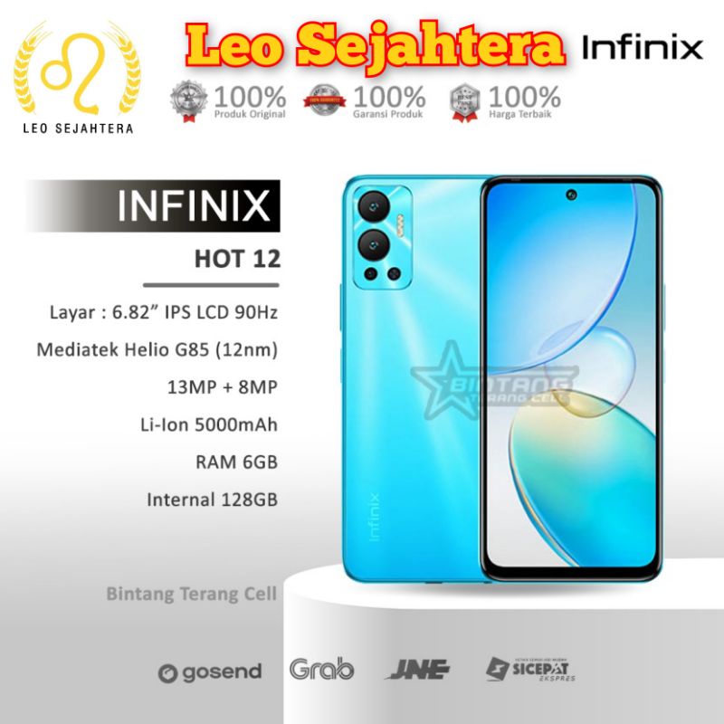 Infinix hot 12 ram 6gb 128gb Batere 5000 baru IMEI ok bonus case garansi resmi infinix 1 tahun