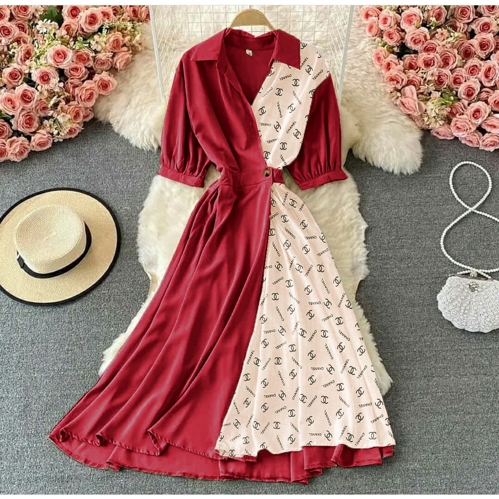 [HNFK] Dress Wanita Casual Dress / Fashion Wanita / Dress Korea / Dress / Dress Flow