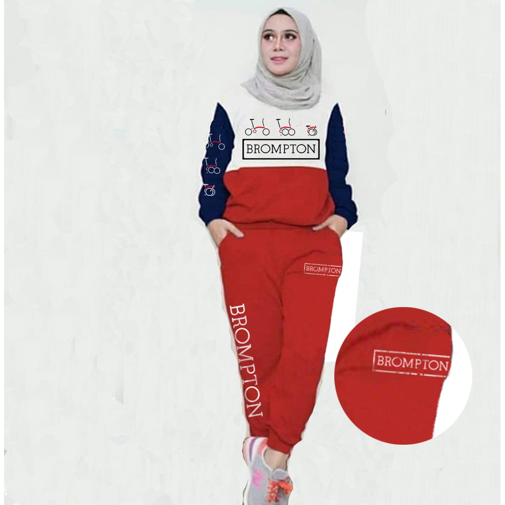 JAKET SWEATER + CELANA WANITA BERHIJAB BROMPTON TERSEDIA UKURAN M L XL XXL