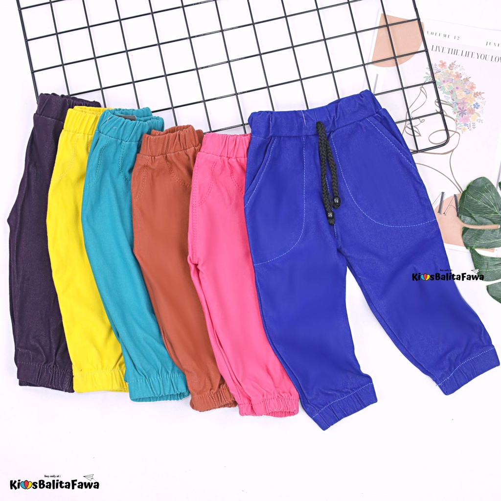 Jogger Bayi Uk. 3-12 Bulan / Celana Bayi Laki Perempuan Semi Denim Jogger Pants Panjang Polos Murah