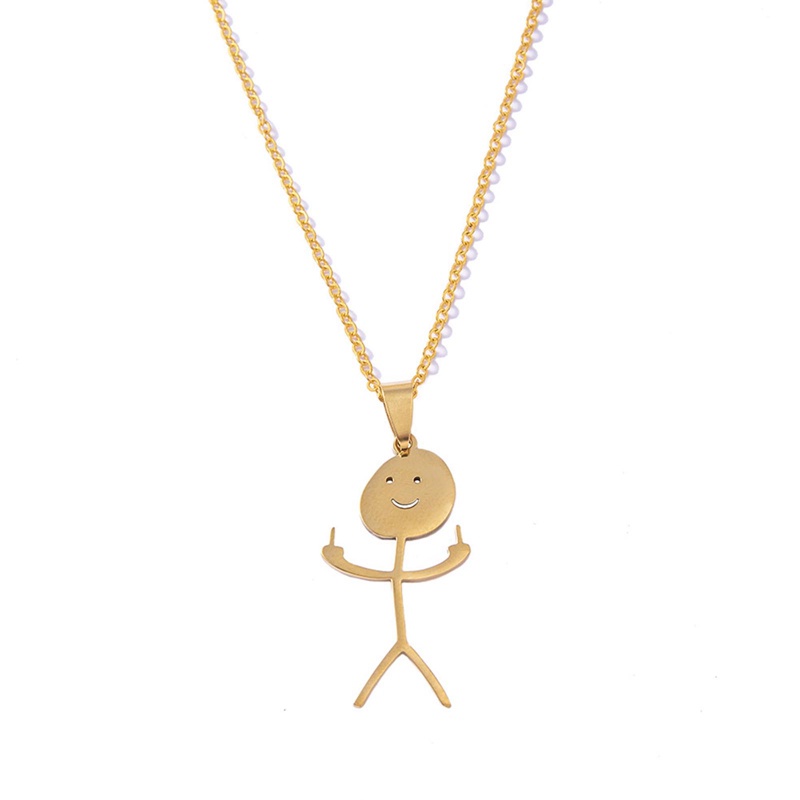 Kalung Rantai Klavikula Desain Jari Tengah Bahan Stainless Steel