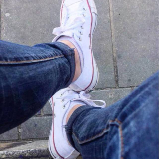 Sepatu Converse Classic OX Allstar Full White Putih Sneakers Kado Hadiah Pria Wanita Couple Murah
