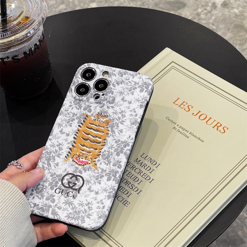 Casing Iphone 11 12 13 Pro Max 7 8 Plus X XS XR XSMAX Motif Bunga + Harimau