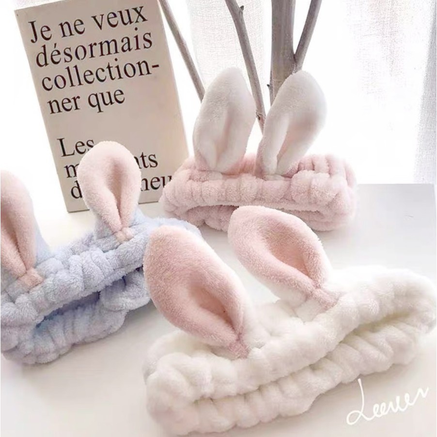 HHBU headband fluffy kuping kelinci rabbit bunny bando kain handuk cuc