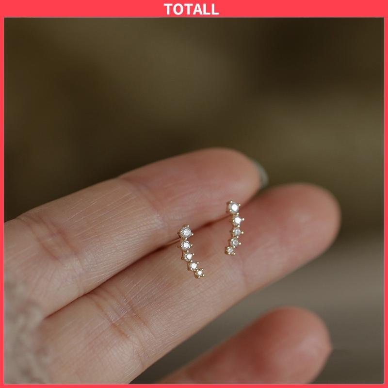 COD Deretan Kecil Berlian Geometris Sederhana Mikro-set Zirkon Anting Gandum Lucu-Totall