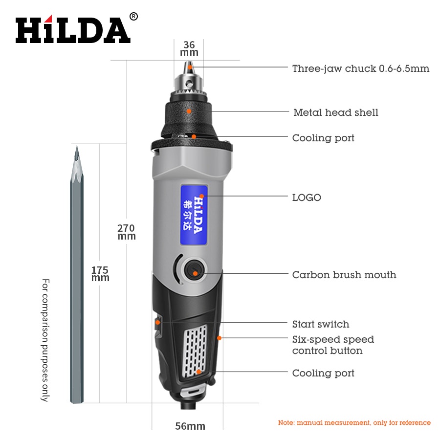 Hilda Bor Listrik Polishing Engraver Grinder Electric Drill 400W - MD400