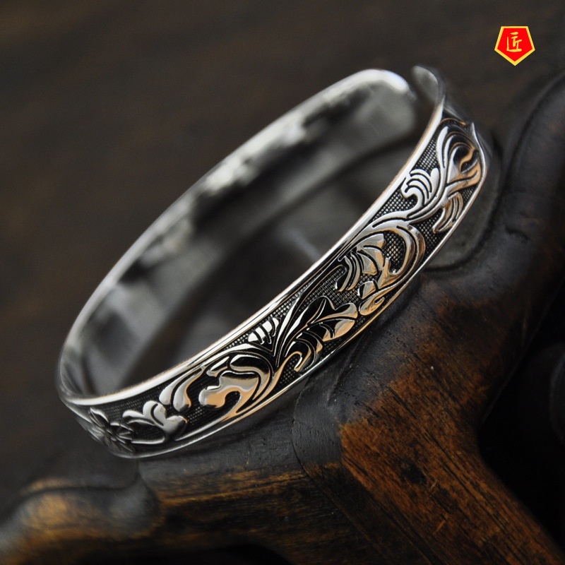 [Ready Stock]Classic Fashion Silver Lotus Leaf Pattern Bracelet for Women