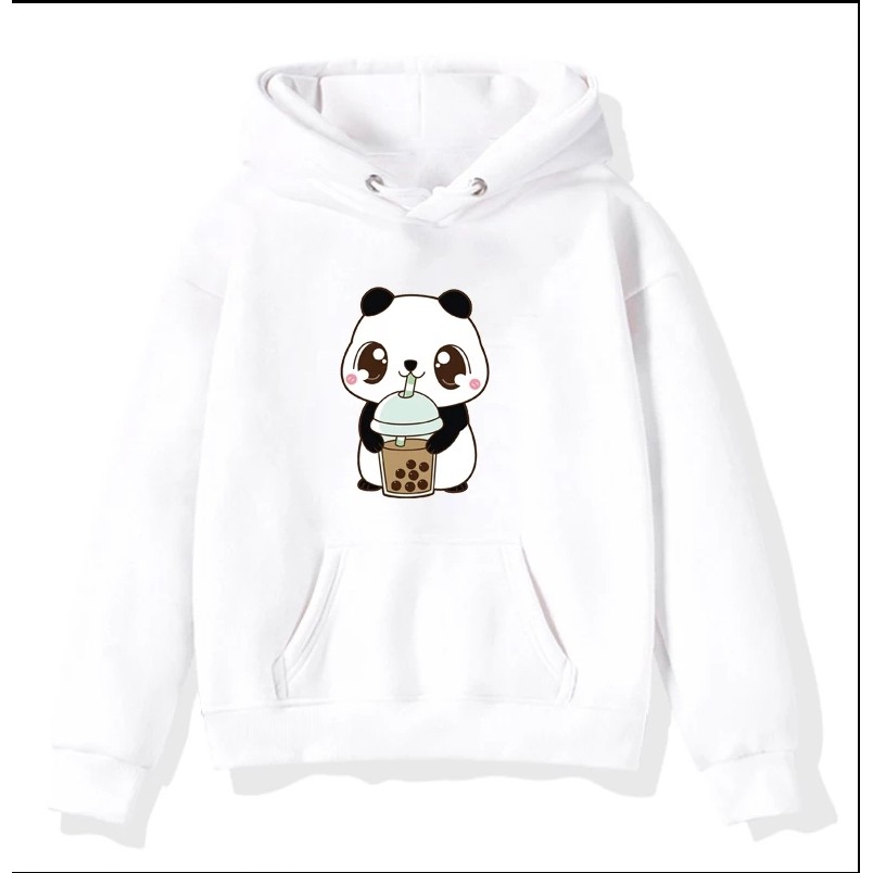 Sweater Anak Panda With Boba Hoodie Anak Fleece Pakaian Anak Unisex