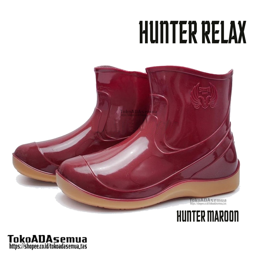 Sepatu Boot Karet Pendek Sunter Merah Maroon dan Hijau Glossy Mengkilap