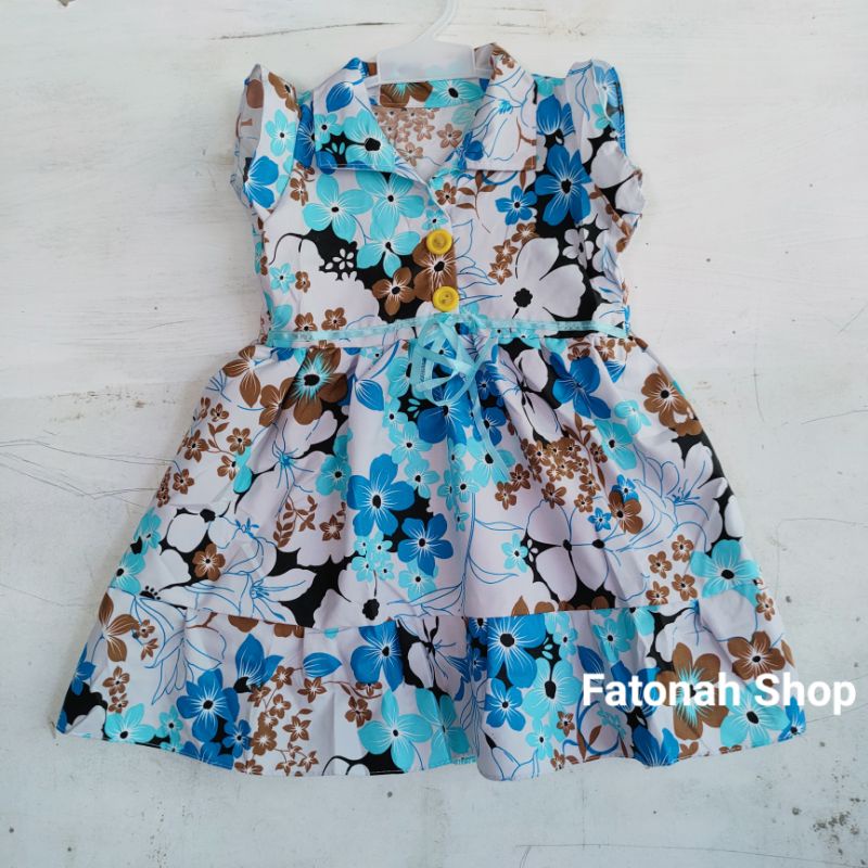 Dress anak 1 2 tahun motif bunga gaun anak cewek perempuan ( dress flowerina kancing)