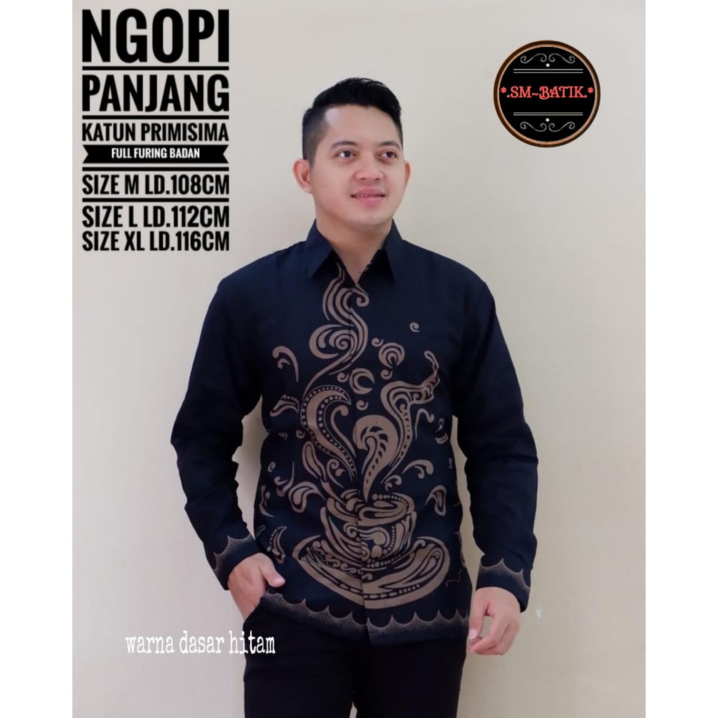 NGOPI PANJANG kemeja batik pria lengan panjang terbaru ORIGINAL