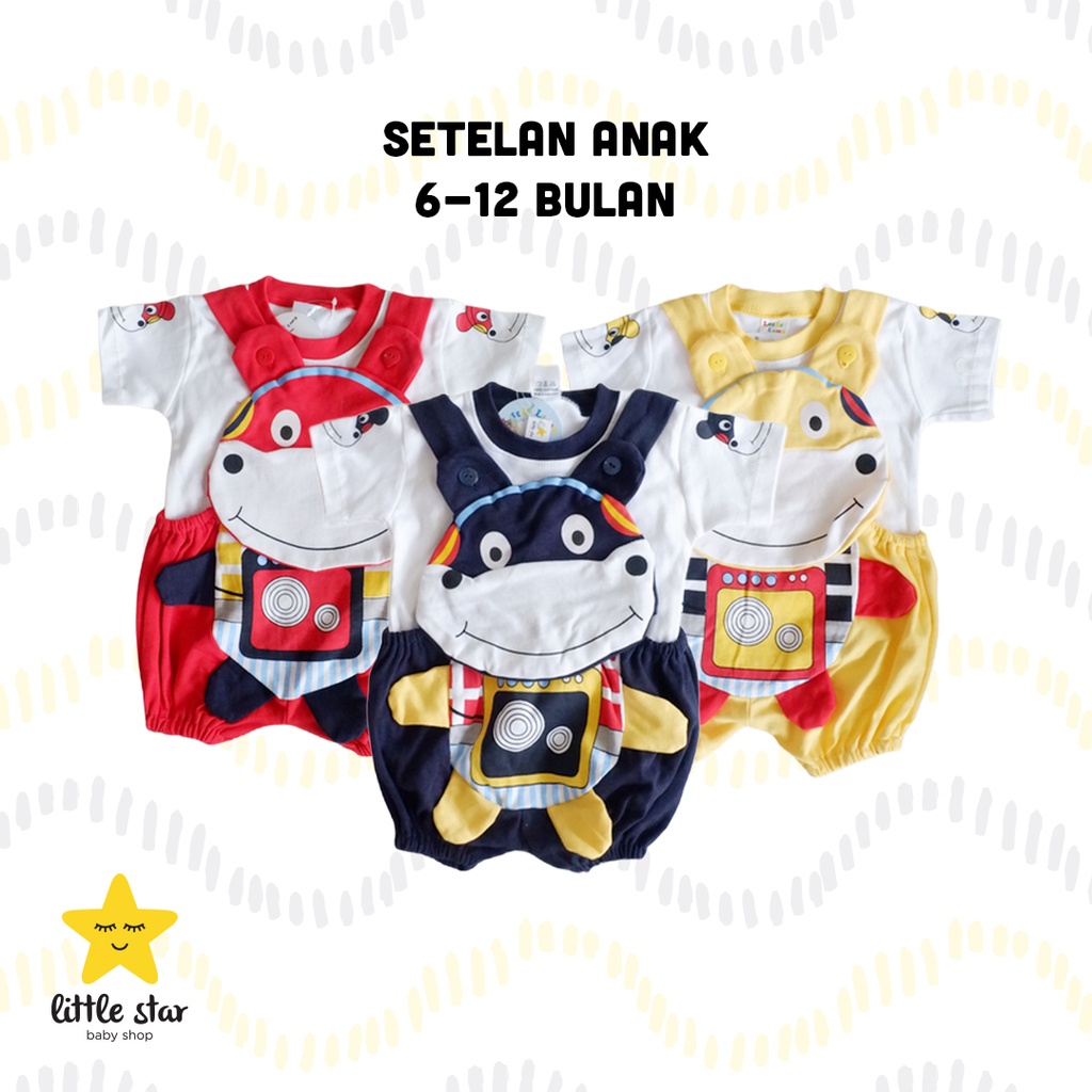 Little Lamb Setelan Bayi Cowok | Set Baju Anak Cowok | Celana Monyet Boy