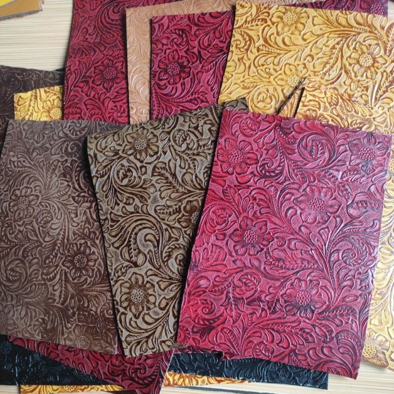 Promo Kulit Sapi Lembaran motif Batik Bunga ukuran A5 A4