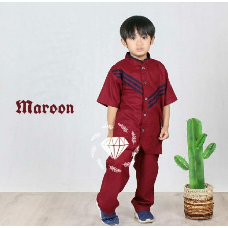 Baju Koko Anak Muslim Setelan Nawal Grosir Busana Laki Cowok Murah Katun Adem Umur Usia 4-6 Tahun