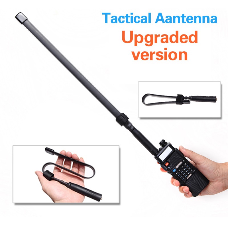 Tactical Antena Dual Band 32cm AR-152A for Walkie Talkie Taffware Pofung UV-5R UV-82 UV5R - Black