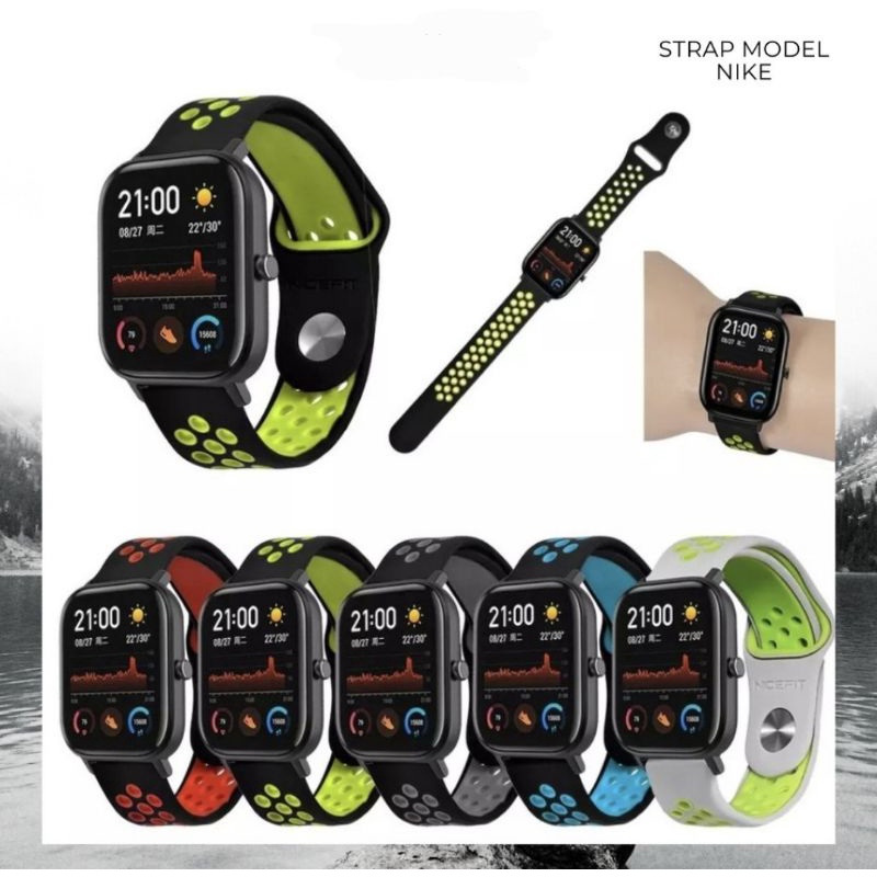Tali Jam Amazfit GTS GTS 2 GTS 2e GTS 2 Mini Bip U Pro GTR 42mm - Nike Rubber SIlikon Sporty