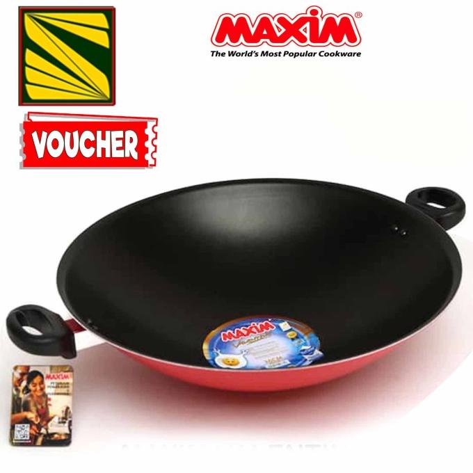 Maxim Valentino Wok Wajan Teflon Anti Lengket Ukuran 30Cm Dan 36 Cm