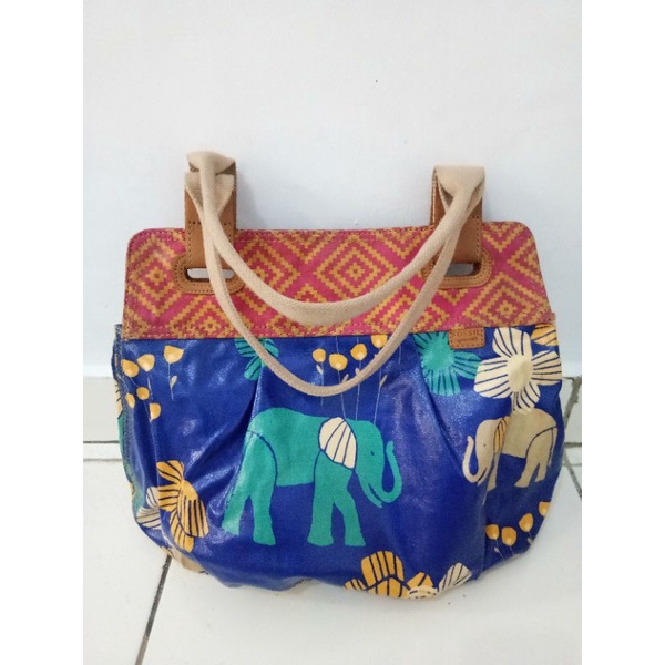 tas wanita branded tote fossil keyper shopper