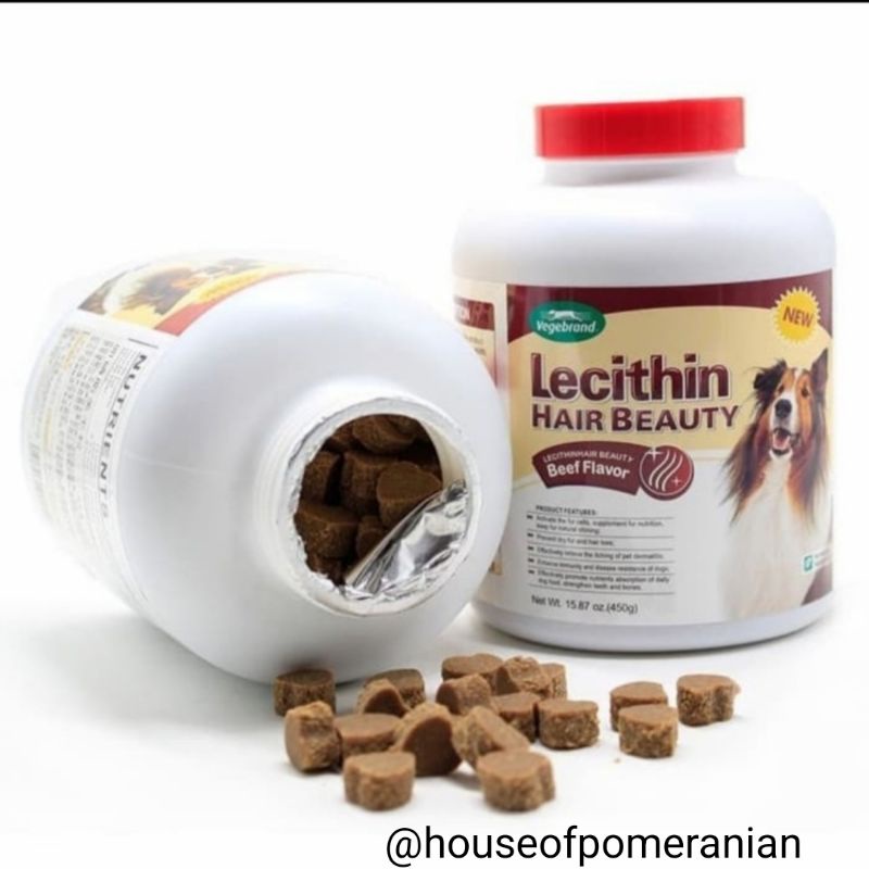 LECITHIN HAIR BEAUTY 450gr vitamin bulu anjing kilau tidak rontok vegebrand