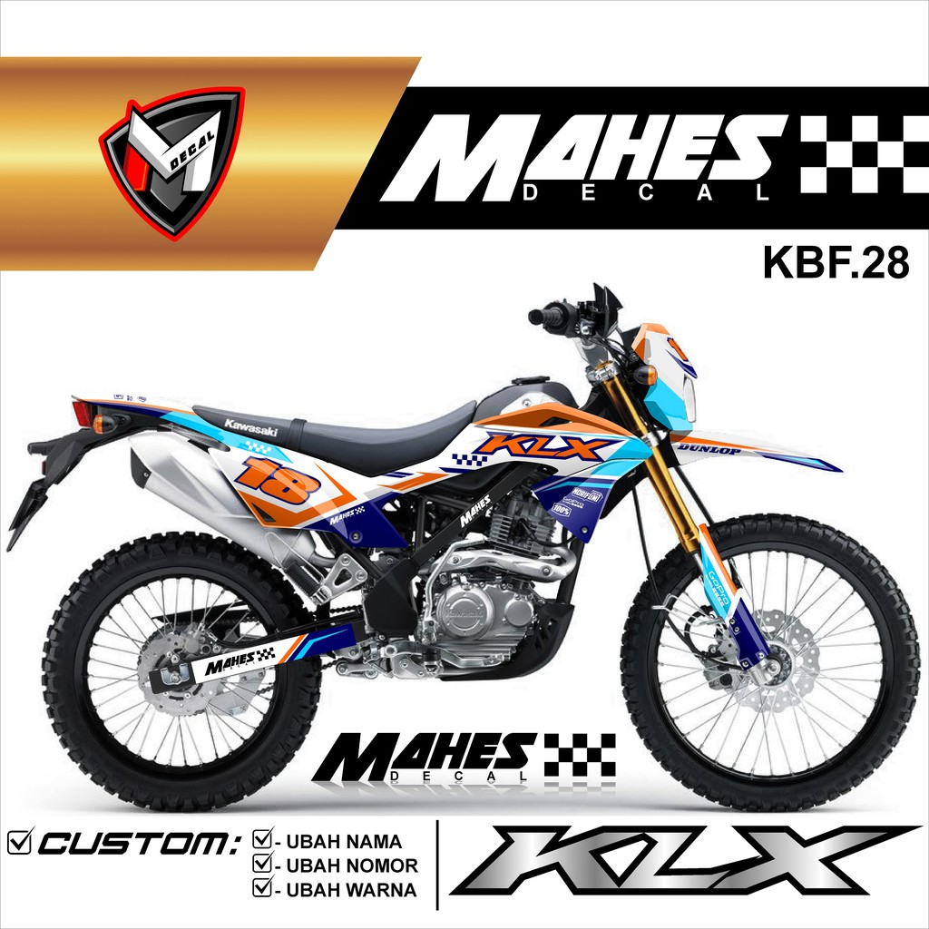 Decal Sticker Klx 150 Bf G Extreme Dekal Stiker Klx Fullbody Desain Putih Biru Navy Md 28 Shopee Indonesia