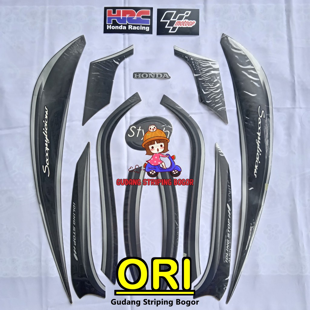 STIKER STRIPING BODY MOTOR HONDA SCOOPY STYLISH 2018 MATTE BROWN DOFF ORI