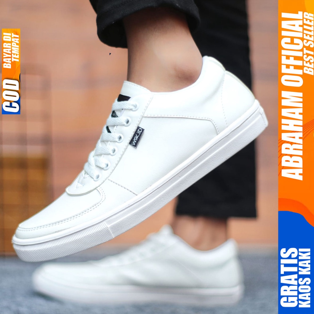 Sepatu Sneakers Pria Sepatu Casual Pria Kulit Pu Sepatu Kerja Kuliah Kondangan Sepatu Hitam Pria MANLY ABRAHAM