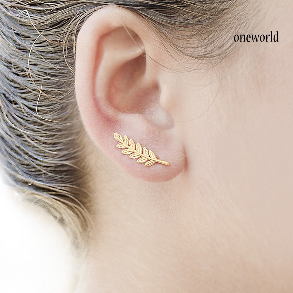 OW@ Fashion Women Party Jewelry Decor Elegant Plant Leaf Pattern Sweep Earrings