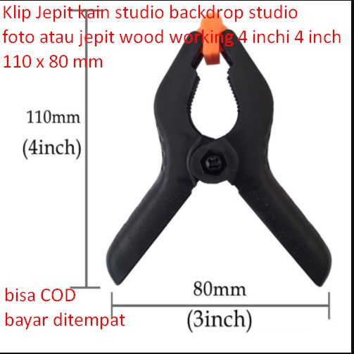 Klip Jepit kain studio backdrop studio foto atau jepit wood working 4 inchi 4 inch 110 x 80 mm