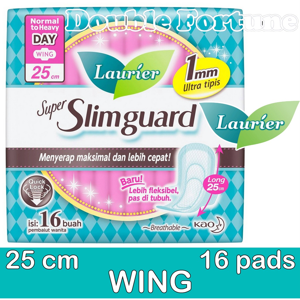 LAURIER SUPER SLIMGUARD NIGHT    WING   25CM ISI 16 PADS    PEMBALUT WANITA  SANITARY PADS