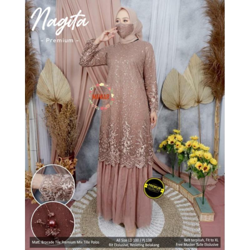 (TERMURAH) DRESS NAGITA GAMIS TUTU ALENA/GAMIS MUSLIM/KEBAYAMUSLIM/BAJU KONDANGAN/LINDA MODERN/TUNIK