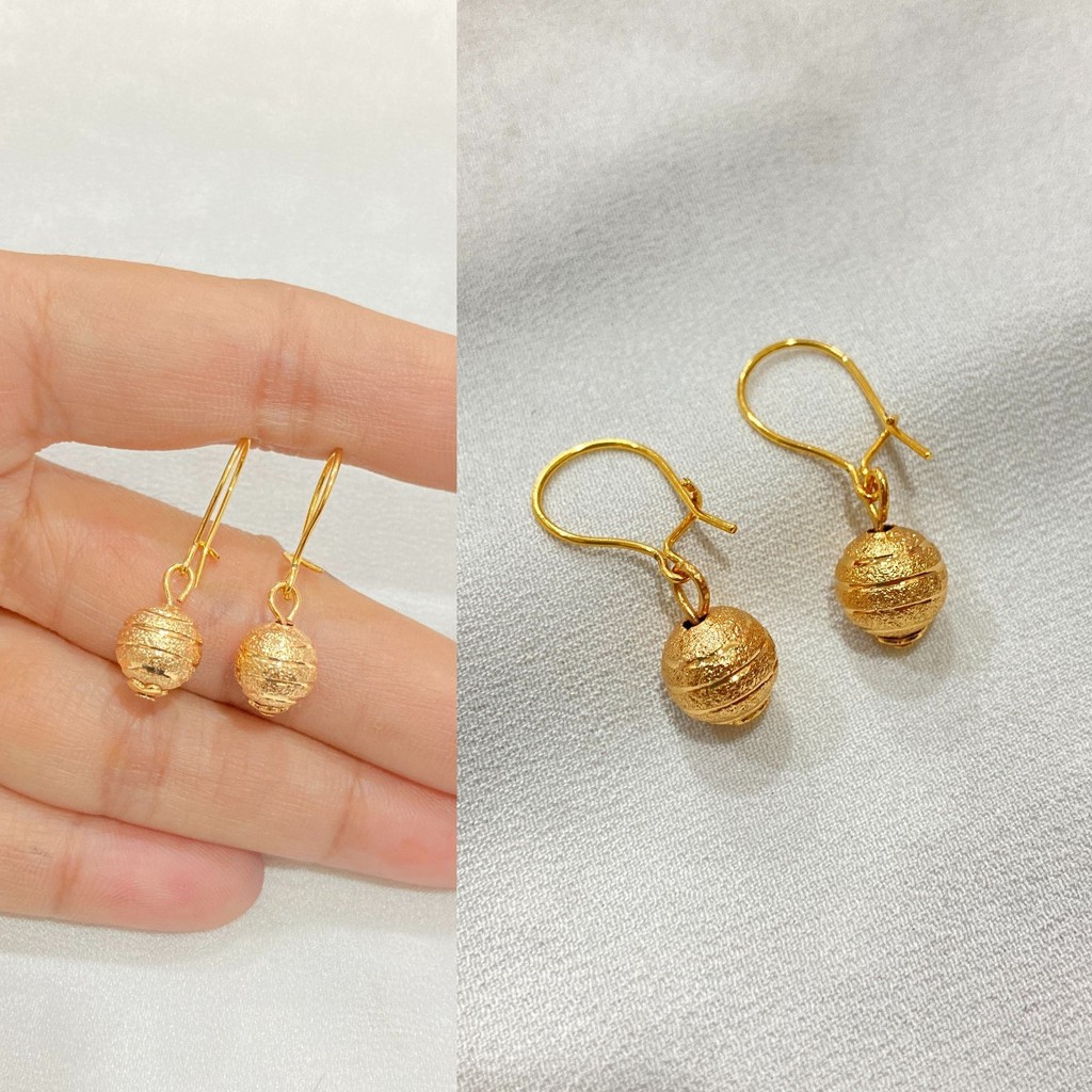 Anting Gantung Bola Kerawang Lapis Emas - Yaxiya Jewelry-3