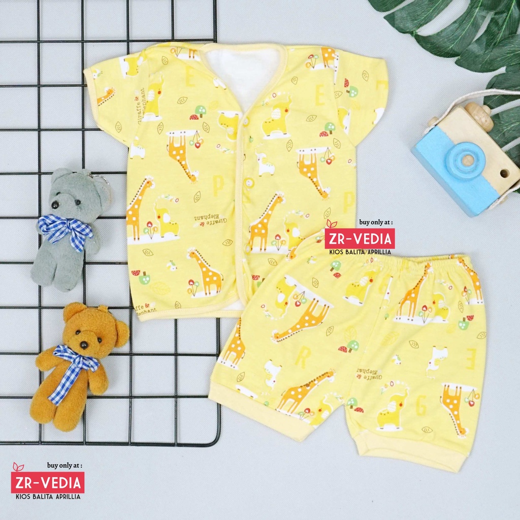 1 Set Setelan Standar SNI Baby New Born / Lengan Pendek Celana Pendek Baju Bayi Adem Import Kancing