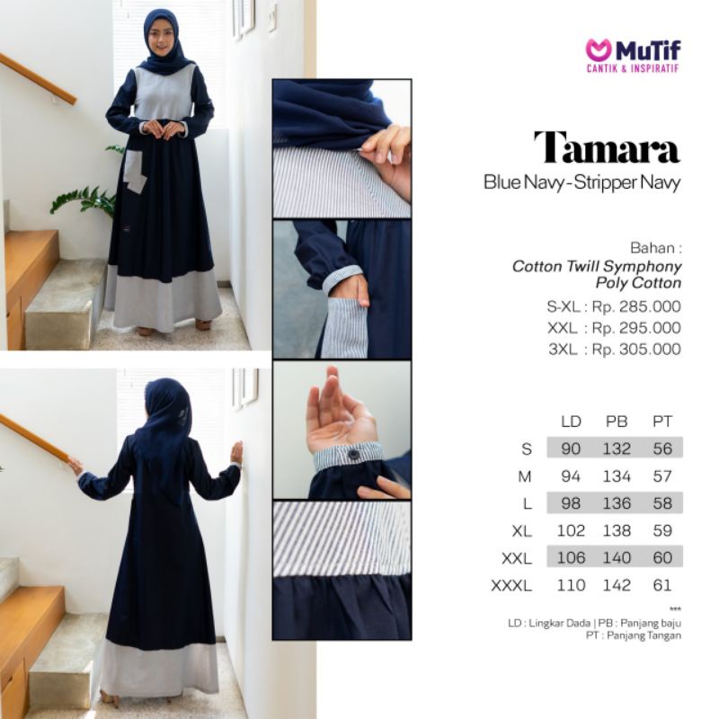GAMIS MUTIF TAMARA BIRU NAVY - STRIPPER NAVY