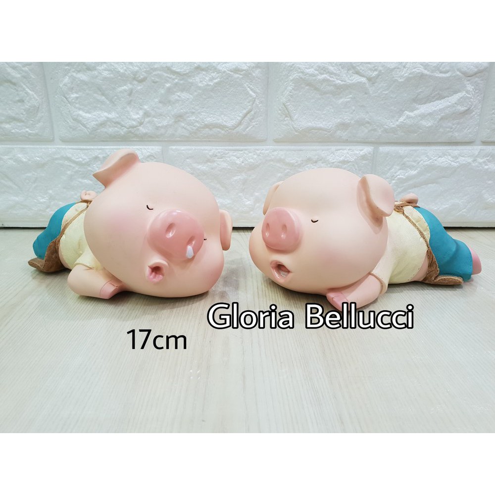 Diskon Patung Pajangan Miniatur Babi Ngorok Tidur Pig Lucu Cute 2