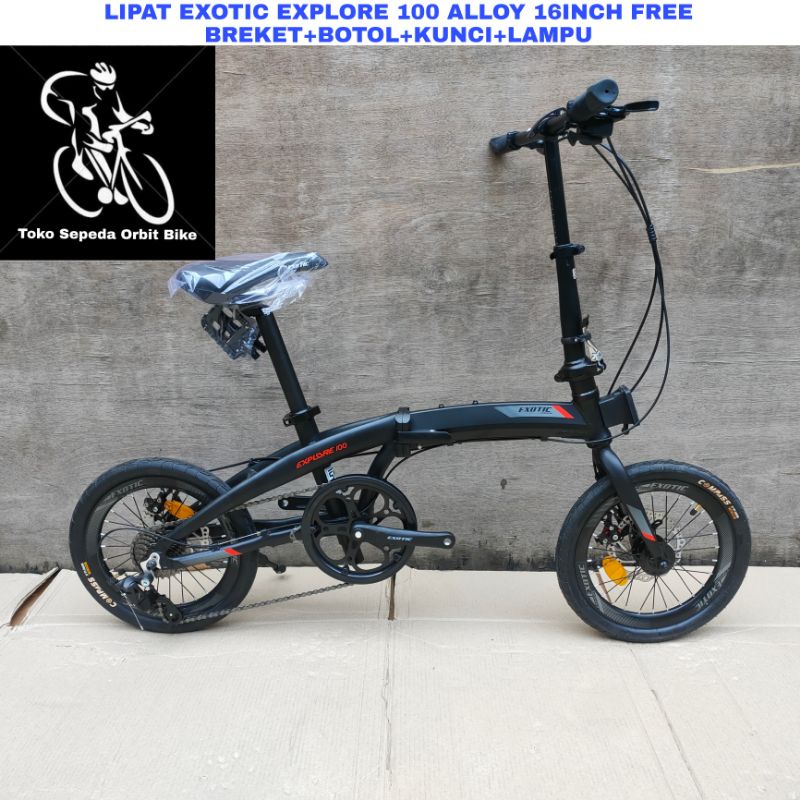 Sepeda Lipat Exotic Explore 100 Alloy 16Inch 8Sp Free Breket+Botol+kunci+lampu