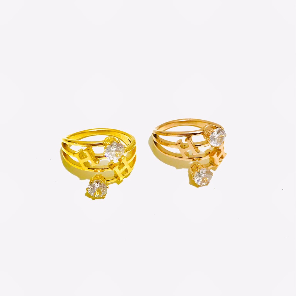Cincin Titanium Wanita Lapis Emas Anti Karat CT-42