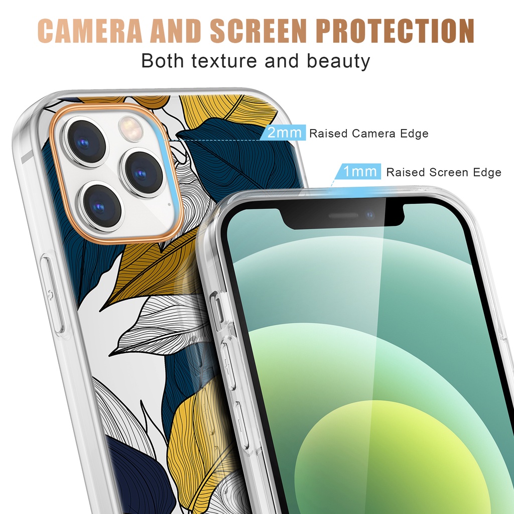 High-end electroplating Casing iPhone 12 11 Pro Max X XR XS XS 7 8 Plus SE 2020 Silicone Flowers and leaves Case soft tpu  casing-7