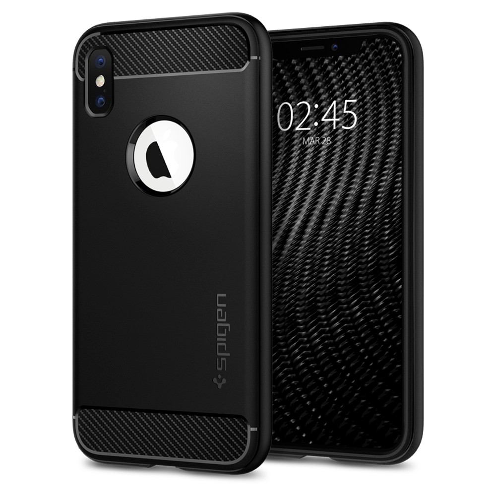 

Case iPhone XS Max / XS / X / XR Spigen Rugged Armor Carbon Fiber Softcase Black Casing