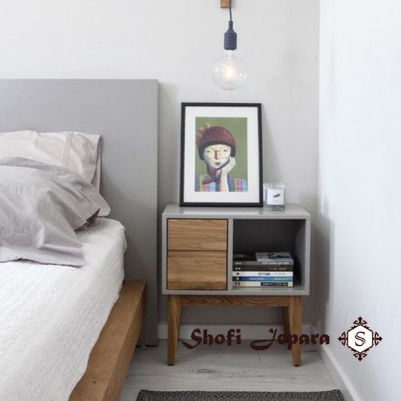 Meja Sudut, Samping, Nakas, Custom 2 laci Kayu Jati