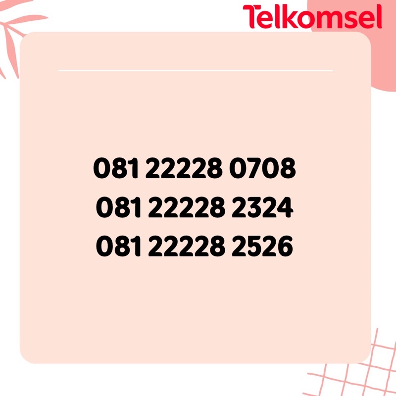 Nomor Cantik Telkomsel Kwartet 22228 Minimalis