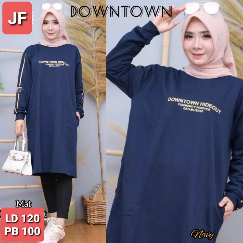 JF Tunik Kaos Wanita Lengan Panjang Jumbo Dewasa Babyterry Terbaru Kekinian Xxl Wanita Muslimah Terbaru DOWNTOWN LD 120 PB 100