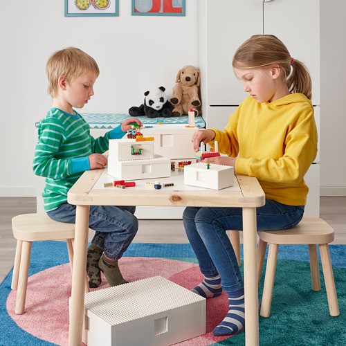 Koleksi BYGGLEK Kotak LEGO® dengan tutup set isi 3 putih